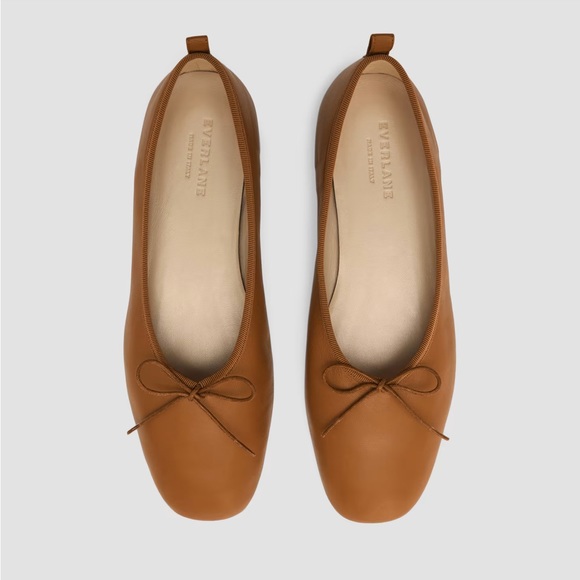 Everlane Shoes - EVERLANE The Italian Leather Day Ballet Flat Sugar Almond Slip On Bow 10 NEW